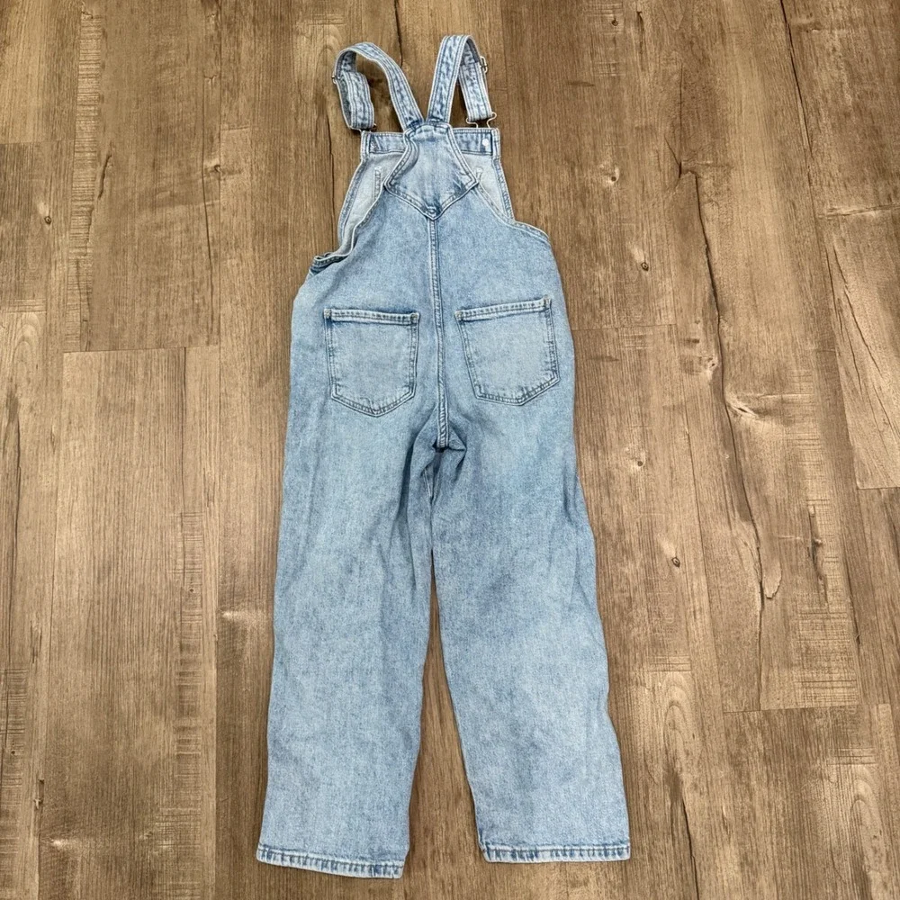 H&M‎ Kids Light Wash Denim Overalls Blue Straight Leg Stretch Size 6 11909928